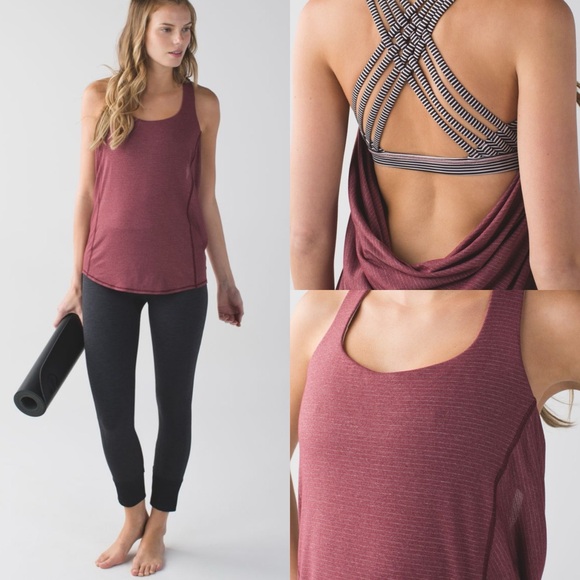 Lululemon Wild Tank Top‎ Heathered Wine Berry Size 2 Yoga Built In Bra Luxtreme - Picture 2 of 11